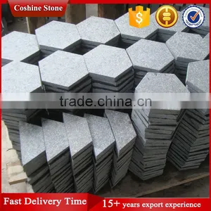 Black Basalt Stone Pearl Black G684 Granite Hexagon Tile thumbnail-1