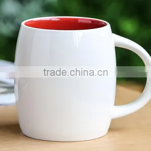 Cheap Promotional Customized 14oz Pottery Novelty Barrel Shaped Coffee Mug Cup thumbnail-1