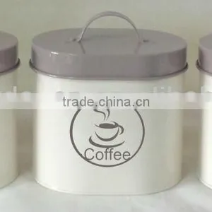 Vintage Oval Tea Coffee Sugar Canisters Kitchen Storage Sets thumbnail-1