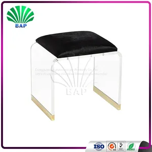 Transparent Acrylic Living Room Stool French Style Luxury Ottomans Lucite Bathroom Stool thumbnail-1