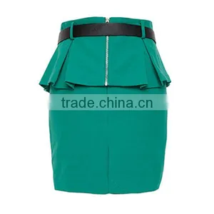 Plain/simple Pencil Women Short Skirts With Exposed Back Zip thumbnail-3
