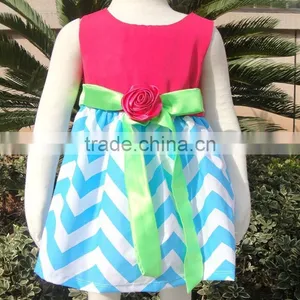 Cute Cheap Baby Cotton Dresses Rainbow Chevron Dress for Girls Children Baby Clothing Chevron Dress thumbnail-6