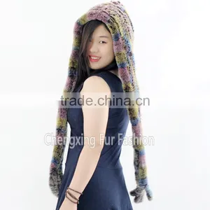 CX-C-41M Woman Winter Warm Rex Rabbit Russian Fur Hat thumbnail-6