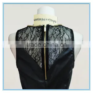 Sexy Girl PU Leather Vest With Fancy Lace Trim thumbnail-4
