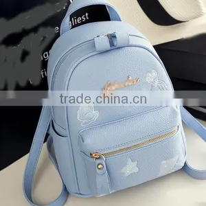Zm35600a Korean Fashion Girls Embroidery Leather Backpack Bag thumbnail-3
