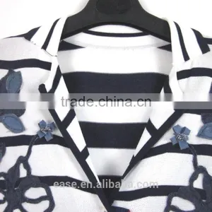 2016 Black and White Stripe With Embroidery Lady Sweater thumbnail-2