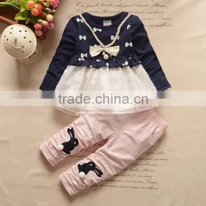 Girls Autumn Suit New Children Long Sleeved Pure Cotton Yarn Skirt Two Pieces Set thumbnail-1