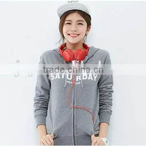 Female Section Hemp Grey Cultivate One's Morality Version Hooded Cardigan Fleece Jacket thumbnail-3
