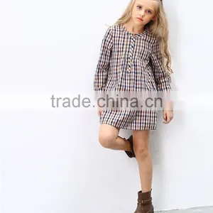 Latest Designs Fall Boutique Outfits Long Sleeve Girl Plaid Dress Wholesale Children's Boutique Clothing thumbnail-1