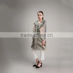 Myfur Ladies Waistcoat Worth Buying Rainbow Color Gilet Winter Genuine Raccoon Fur Vest thumbnail-4