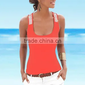 Polyester Crop Top Tank Top2016 New Arrive Women Different Size for Choice & Short Front Long Back Printed thumbnail-3