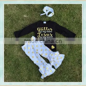 Rhinestone Applique Golden Dots White Pant Match Jesus Black t Shirts Organic Baby Clothes thumbnail-1