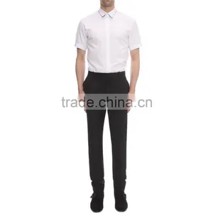 2015 KAIYA Double Collar Contrast Stripe Fancy Short Sleeve Button Front Dress Shirt Bank Office Wearing thumbnail-5