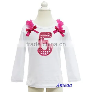 Girls Bling Hot Pink 5th Birthday White Long Sleeves Tee 1-7Y thumbnail-1
