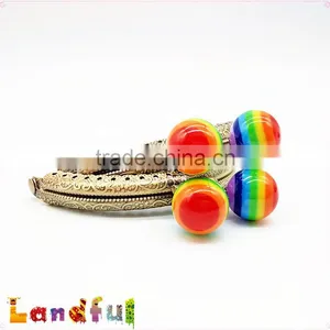 8.5cm Antique Brass Curved Candy Color Bead Sewing Metal Coin Purse Frame thumbnail-3