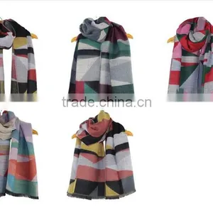 Colorful 100% Acrylic Pashmina Shawl Winter Geometric Women Scarf Shawl RL-208 thumbnail-2