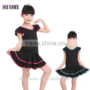 2016 Girls Child Latin Skirt Suit Kid Double V-Neck Gymnastics Costume Performance Dress thumbnail-1