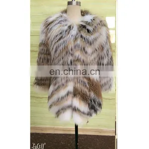 Nature Color Real Fur Round Collar Jacket for Women's Wear thumbnail-1