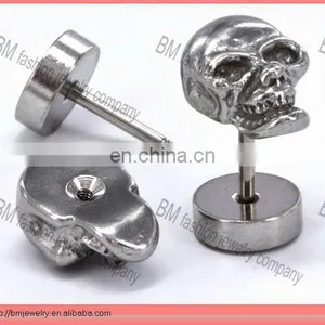Steel Tribal Skull Fake Plugs Body Piercing Jewelry thumbnail-1