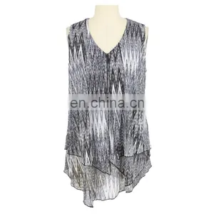 Aztec Print Mesh Two Layers Missy Lady Vest Top thumbnail-1