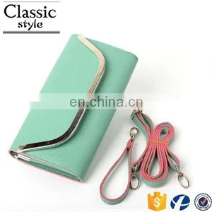 CR Fully Stocked Cheap Fancy a Casual Shoulder pu Surface Inlaid Iron Border With Long Belt Black Envelope Purse Silicon Bag thumbnail-4