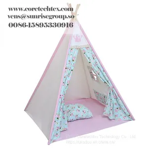 100% Canvas Cotton Kids Teepee Tent With the Pine Poles thumbnail-1
