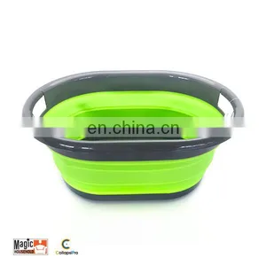 Collapsible Plastic Laundry Basket Storage Container thumbnail-1