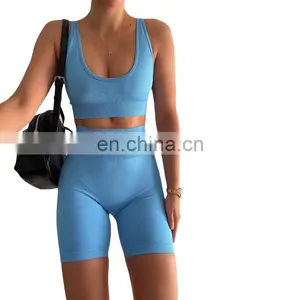 Autumn Women Fashion Knitted Seamless Fitness Yoga Suit Ladies High Waist Bodycon Sportswear Suit Women Fitness Yoga Clothing thumbnail-1