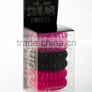 Mix Color Phone Cord Twisted Plastic Gummy Hair Bobbles Elastics Ponytail Hold thumbnail-1