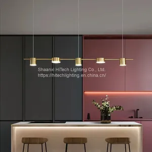 Gold or Black Simple LED Chandelier Modern Kitchen Island Long Hanging Light Dining Bar Office Coffee Restaurant Pendant Lamp thumbnail-1
