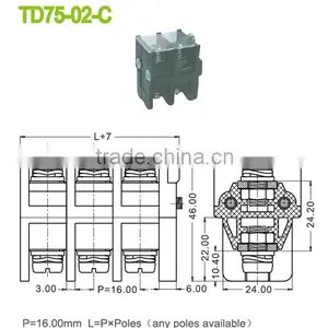 16.00mm Pitch Panel Mount Terminal Block 4 Pin Connectors thumbnail-2