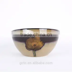 16-piece Reactive Glaze Stoneware Dinnerware Set With Poppy Hand Printing thumbnail-4