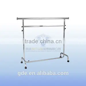 Metal Chrome Adjustable Garment Rack With 2 Rails thumbnail-1