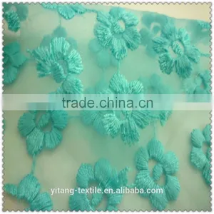 Light Blue Embroidered Floral Fabric thumbnail-2