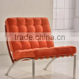 Barcelona Chair Replica Orange Leather thumbnail-1