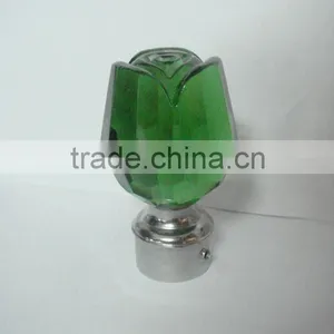 Crystal Rose-shaped Curtain Rod Finials in Green for Home Decoration thumbnail-1