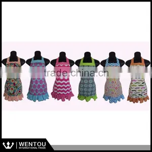 Colorful Circles And Blue Ruffled Chevron Apron thumbnail-1
