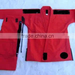 Red BJJ Gis With Contrast Stitching, Drawstring, Loops, Side Vents (Red, White, Blue, Black, Navy Blue,) thumbnail-2