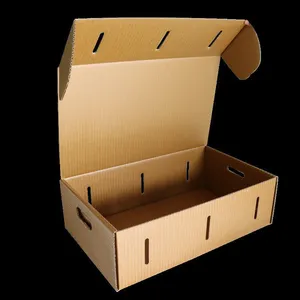 Wax Coated Cardboard Waterproof UV-Covered Paper Box for Seafood Vegetables With Embossed Lettuce Carton Boxes thumbnail-1