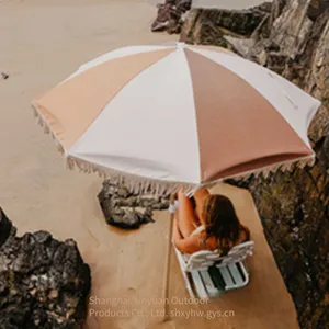Garden Umbrellas Suitable for Beaches and Hotels. Lightweight Aluminum Alloy Beach Umbrellas, Sunshades With Cotton Tassels thumbnail-1