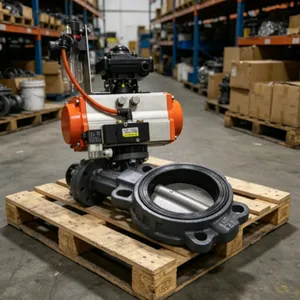 Compact Marine Wafer Pneumatic Butterfly Valve With Solenoid, Aluminum Body, GB/T3036-94 thumbnail-1