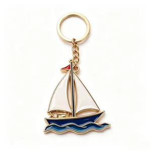 Custom Hard Enamel Lotus Flower Metal Keychain Gold Plated Zinc Alloy Tourist Souvenir Key Ring thumbnail-4