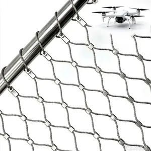 Factory Supply Anti-Drone Net Costimized High Tensile Galvanized Stainless Steel Strength Woven Wire Rope Mesh Rockfall Barrier Systemn thumbnail-1