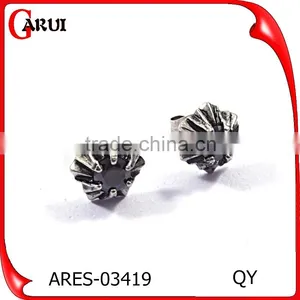 Black Stainless Steel Women Jewelry Flower Stud Earrings thumbnail-5