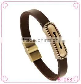 Wholesale Cross Stainless Steel Men's Fashion Leather Bracelet 2016 thumbnail-1