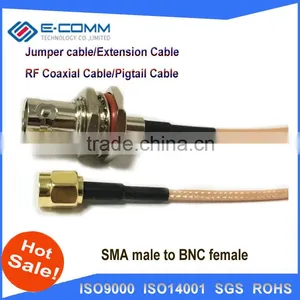 High Quality 50cm 20 Inches Cable Connector BNC Male Jack Plug To SMA Male Straight Crimp RG316 Pigail Connector Cable thumbnail-3