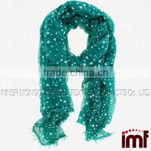 Teal Flocked Heart & Stars Scarf thumbnail-1