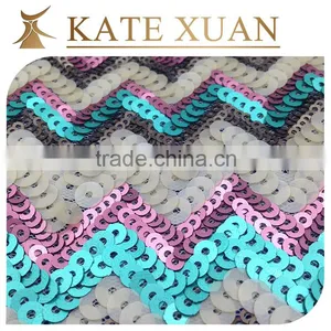 Sequin Embroidery French Lace Fabric Knit Sequin Fabric thumbnail-3