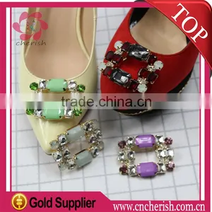 Hot Sale Rhinestones/acrylic/glass Moveable Shoes Clips Square Shape for Lady thumbnail-2