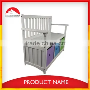 White Wooden Chair With Storage Box, Bench With Storage Box thumbnail-2